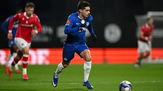 Pedro Neto of Chelsea runs with the ball
