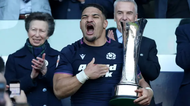 Sione Tuipulotu celebrates