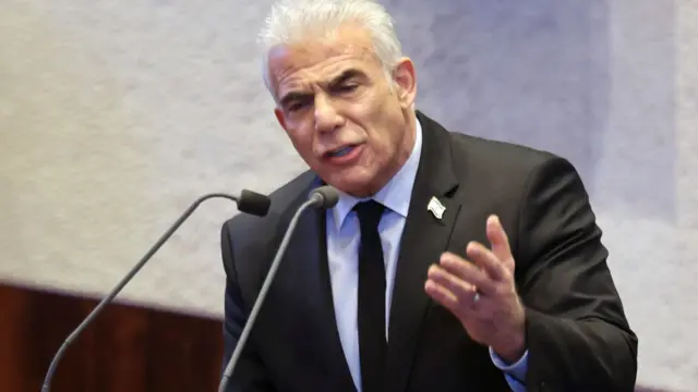 rael's Opposition leader Yair Lapid attends a special session to mark the 77th anniversary of the Knesset's establishment and the 60th anniversary of the dedication of the current building at the Knesset, the Israeli parliament, in Jerusalem, 02 February 2026