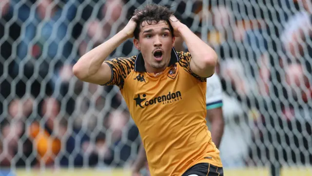 Kyle Joseph reacts to goal being disallowed