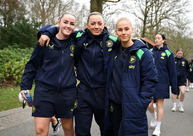 Katie McCabe, Tara O'Hanlon and Jess Stapleton