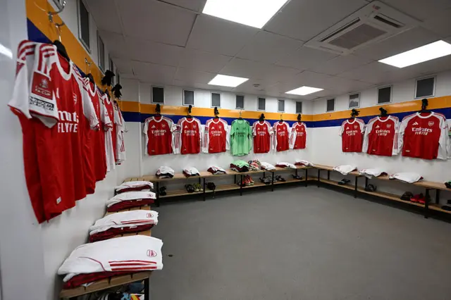 Arsenal shirts in MAnsfield dressing room