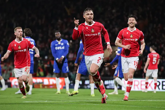 Callum Doyle of Wrexham celebrates