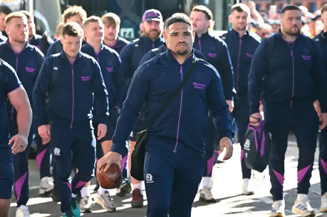 Scotland players arriving at Murrayfield