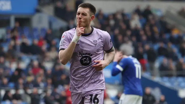 Dom Jefferies celebrates scoring Lincoln's second goal