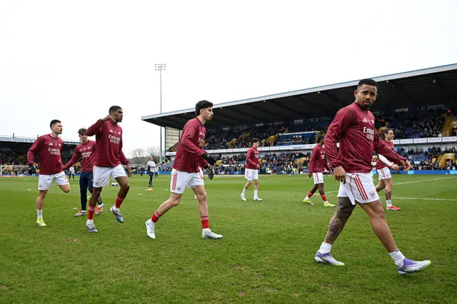 Arsenal warming up