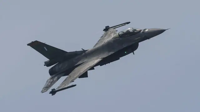 A file photo of an American-made F-16 fighter jet