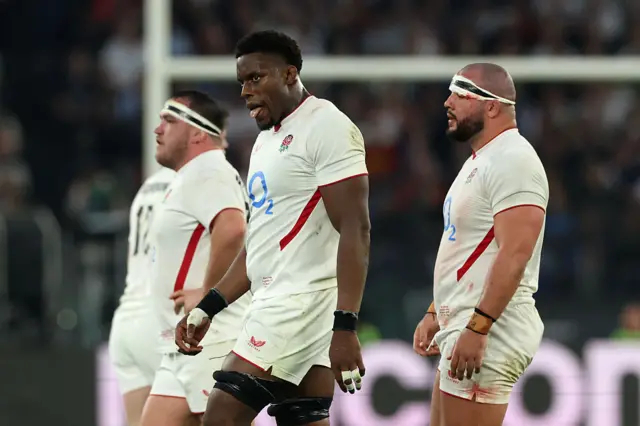 Maro Itoje with his tounge out