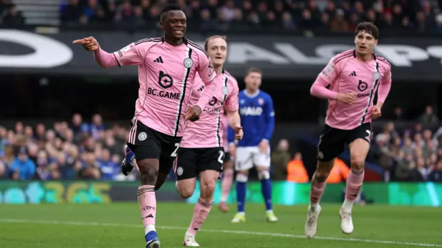 Patson Daka and Leicester players celebrate their goal in the 1-1 draw at Ipswich