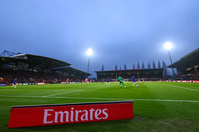 A general interior view of match action at Racecourse Ground