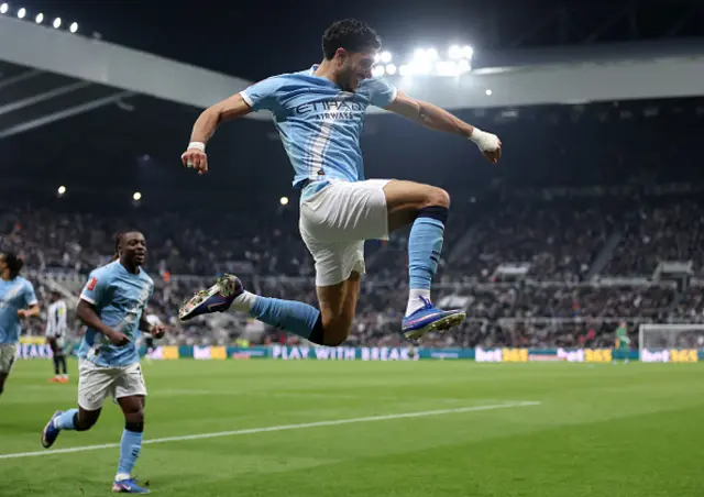 Omar Marmoush of Manchester City celebrates