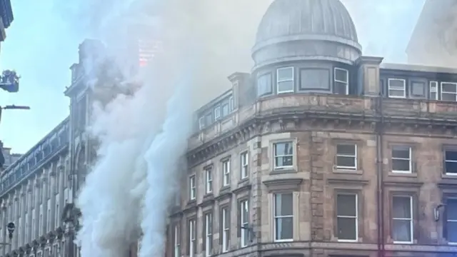 Smoke coming from the building on Union Street in Glasgow
