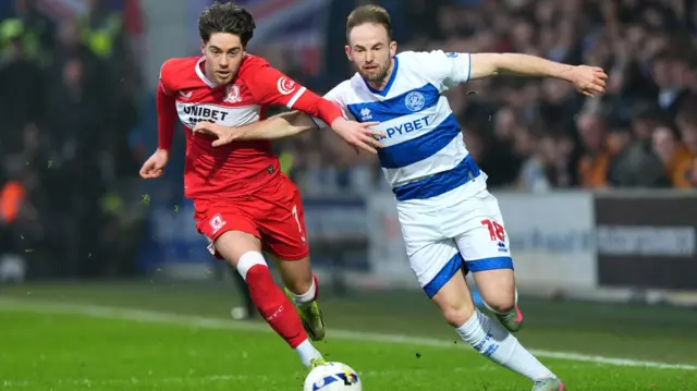 Hayden Hackney chases down QPR defender Rhys Norrington-Davies
