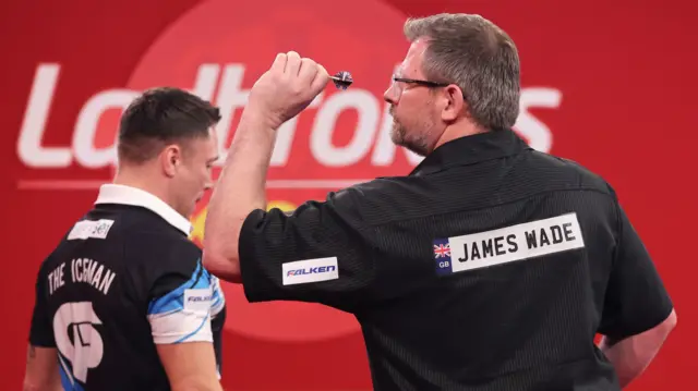 James Wade throws a dart