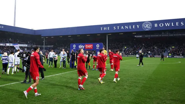 Middlesbrough players walk out at Loftus Road