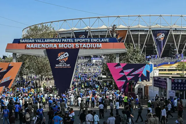 Fans making their way into the Narendra Modi Stadium