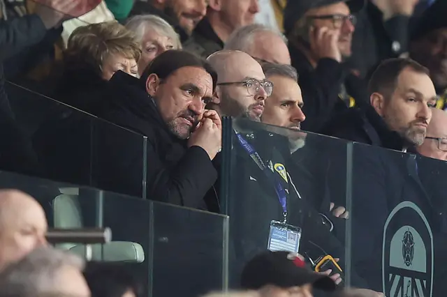 Daniel Farke, Manager of Leeds United, looks on from the stands