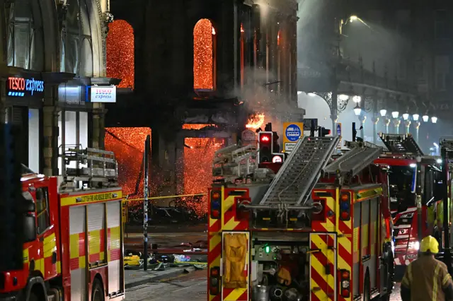 Firefighters at the scene of the fire on Union Street