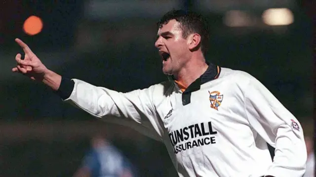 Ian Bogie of Port Vale celebrates scoring against Everton