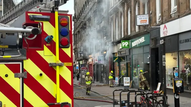 Fire crews outside the vape shop