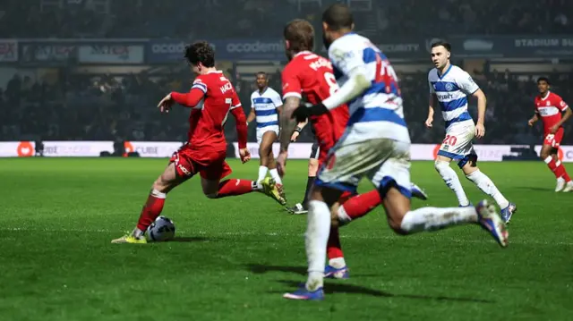 Hayden Hackney curls in Middlesbrough's third goal