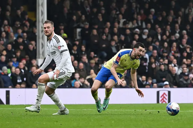 Finn Azaz of Southampton is fouled by Joachim Andersen