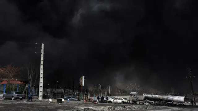 Smoke still rises from Shahran Oil Refinery following last night airstrike in Tehran