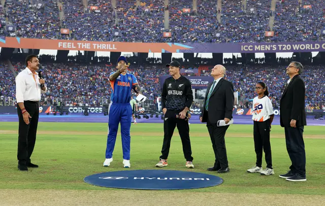 Mitchell Santner and Suryakumar Yadav at the toss