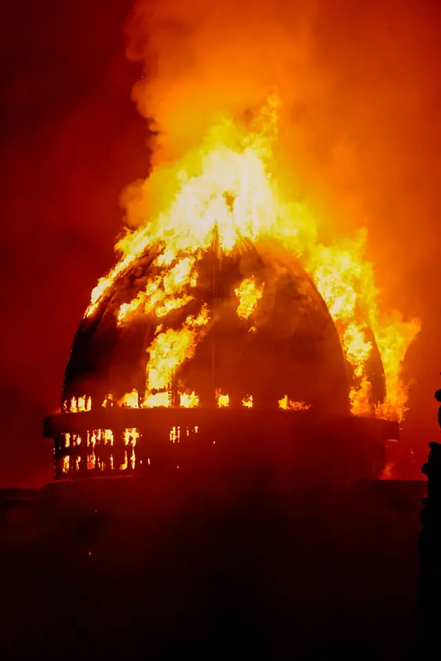 The dome on fire