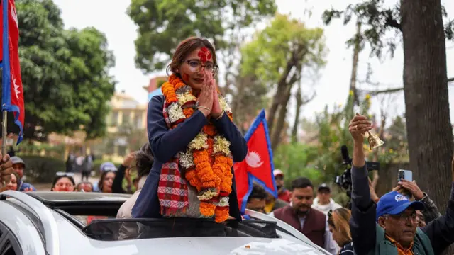 Toshima Karki at a celebration event in Lalitpur on 7 March