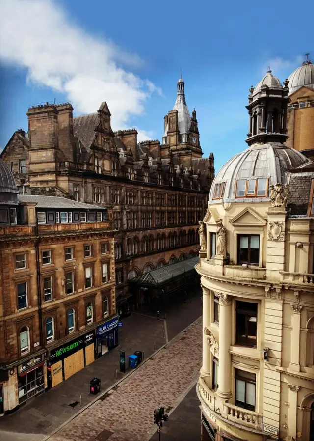 a view of the station and the skyline