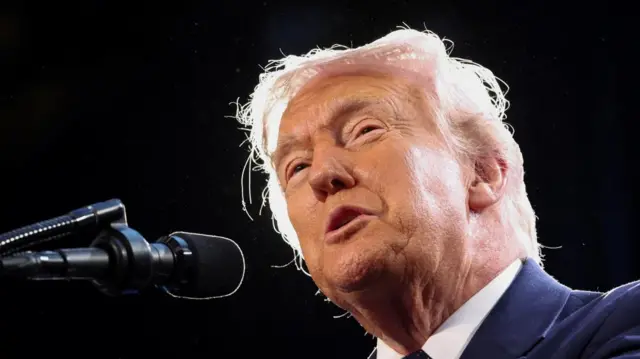 US President Donald Trump delivers remarks to members of the Republican Party, at Trump National Doral Miami