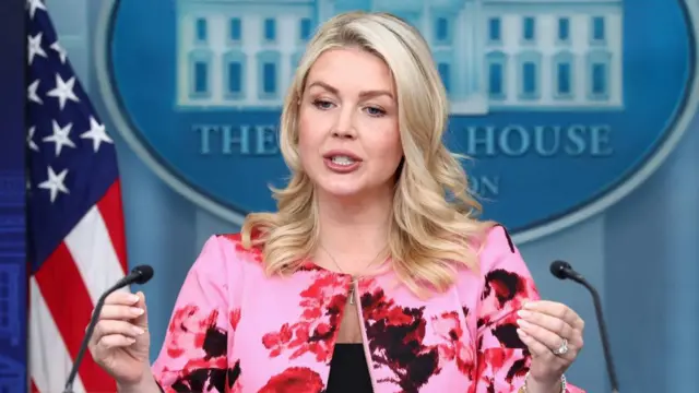 White House Press Secretary Karoline Leavitt holds a press briefing in the James S. Brady Press Briefing Room at the White House in Washington, D.C., U.S., March 30, 2026.