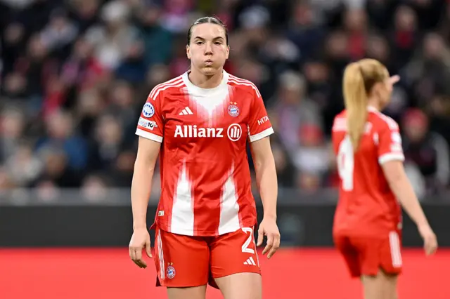 Gilles puffs out her cheeks after making another last-ditch tackle
