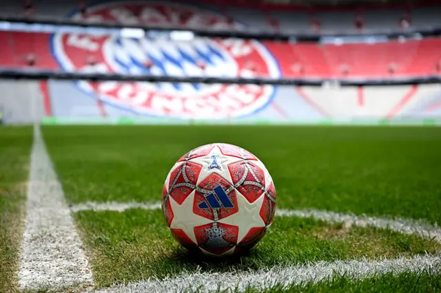 A detailed view of the adidas match ball prior to the UEFA Women's Champions League 2025/26 Quarter-finals