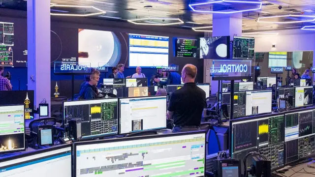 The Orion Mission Evaluation Room (MER) is seen during a media tour at Johnson Space Center in Houston, Wednesday, Sept. 24, 2025.