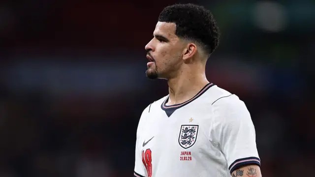 Dominic Solanke of England looks on