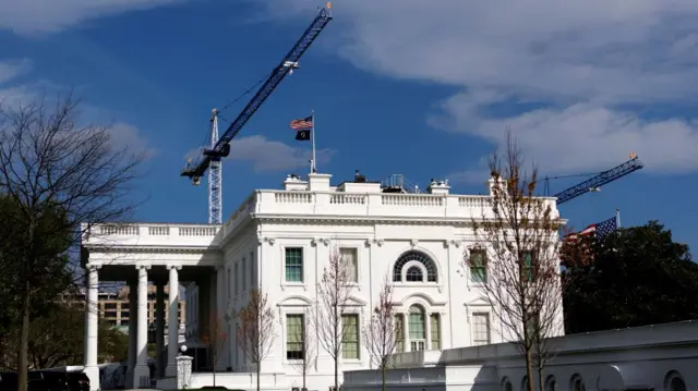 A crane behind the White House in Washington, DC, USA