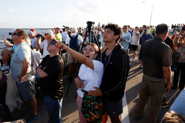 People gather to watch launch at Kennedy Space Centre