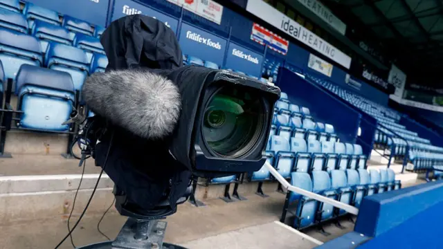 TV camera pitch-side at West Brom v Millwall