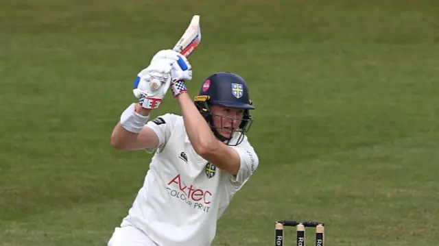 Left-hander Ben McKinney hitting a big shot through the offside
