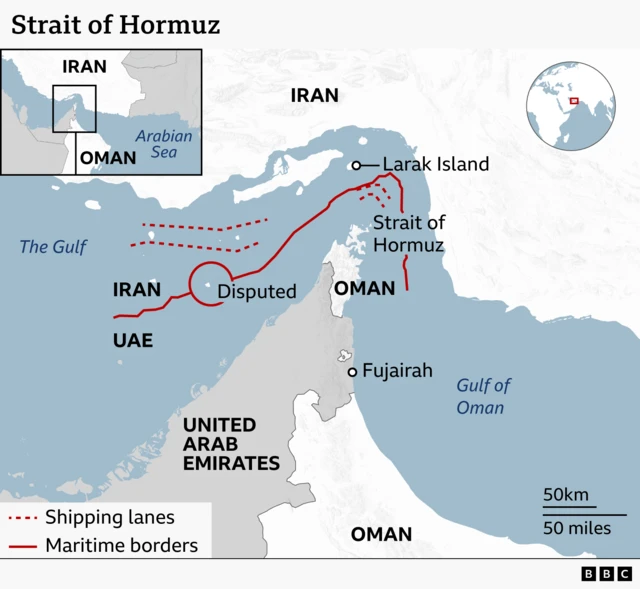The Strait of Hormuz, a narrow shipping route in the Gulf region, is one of the world's most important shipping routes. Bounded to the north by Iran and to the south by Oman and the United Arab Emirates (UAE), the Strait of Hormuz connects the Gulf with the Arabian Sea. The strait is deep enough for the world's biggest crude oil tankers, and is used by the major oil and gas producers in the Middle East - and their customers.
