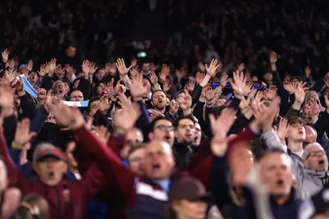 West Ham fans cheer in the stand