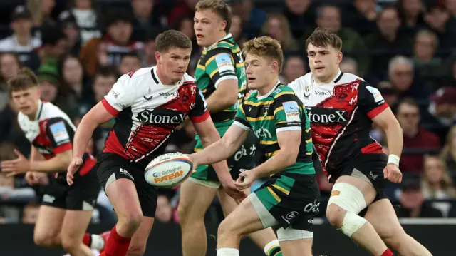 Fin Smith in action for Northampton Saints