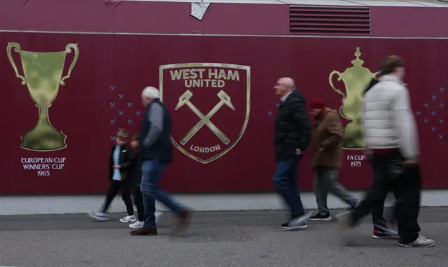 West ham fans arrive at London Stadium