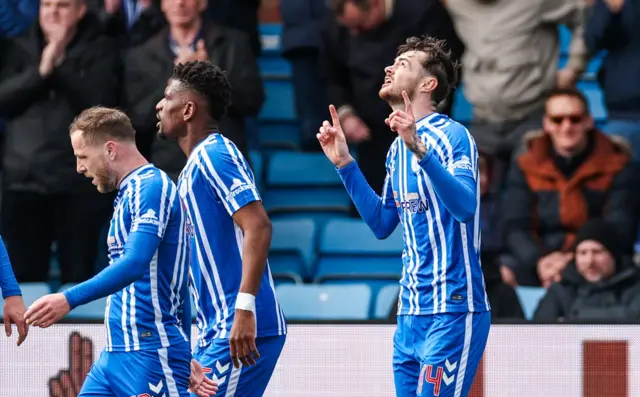Kilmarnock's Joe Hugill (right) celebrates after scoring to make it 1-0