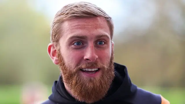 Hull City striker Oli McBurnie with his eyes wide before kick-off