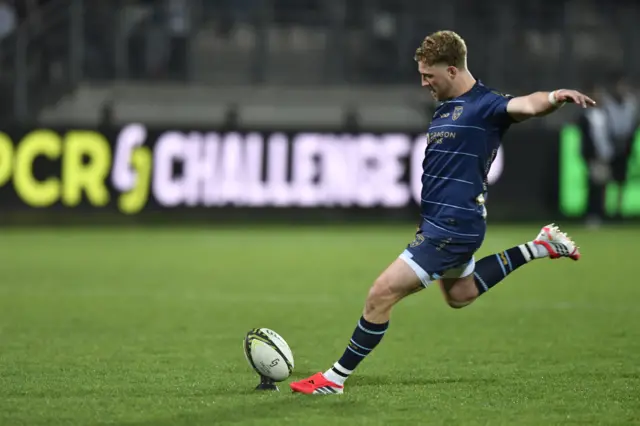 Dragons' Angus O'Brien kicks at goal