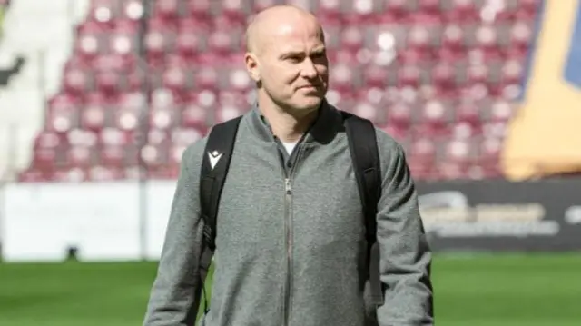 Motherwell manager Jens Berthel Askou arrives at Tynecastle