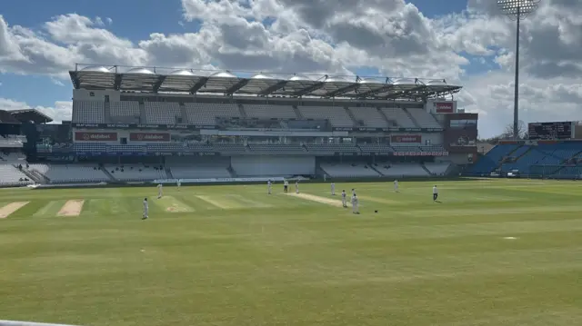 Yorkshire and Hants in action at a sunny Headingley